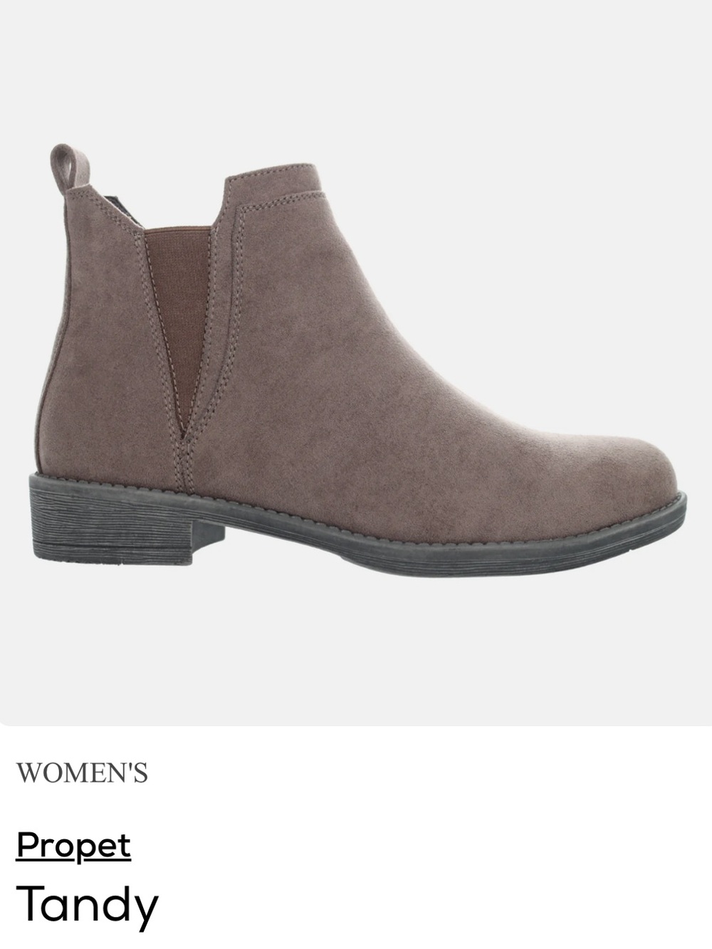 Propet Women's 7 W Tandy Smoked Taupe Microfiber Zip Low Heel Ankle Boots in EUC